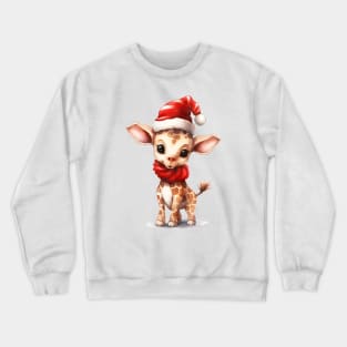 Giraffe in Santa Hat Crewneck Sweatshirt